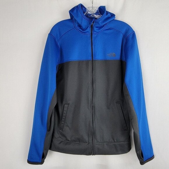 THE NORTH FACE Mens Sun Rise Full Zip Jacket Size Medium Gray Blue Hooded Fleece